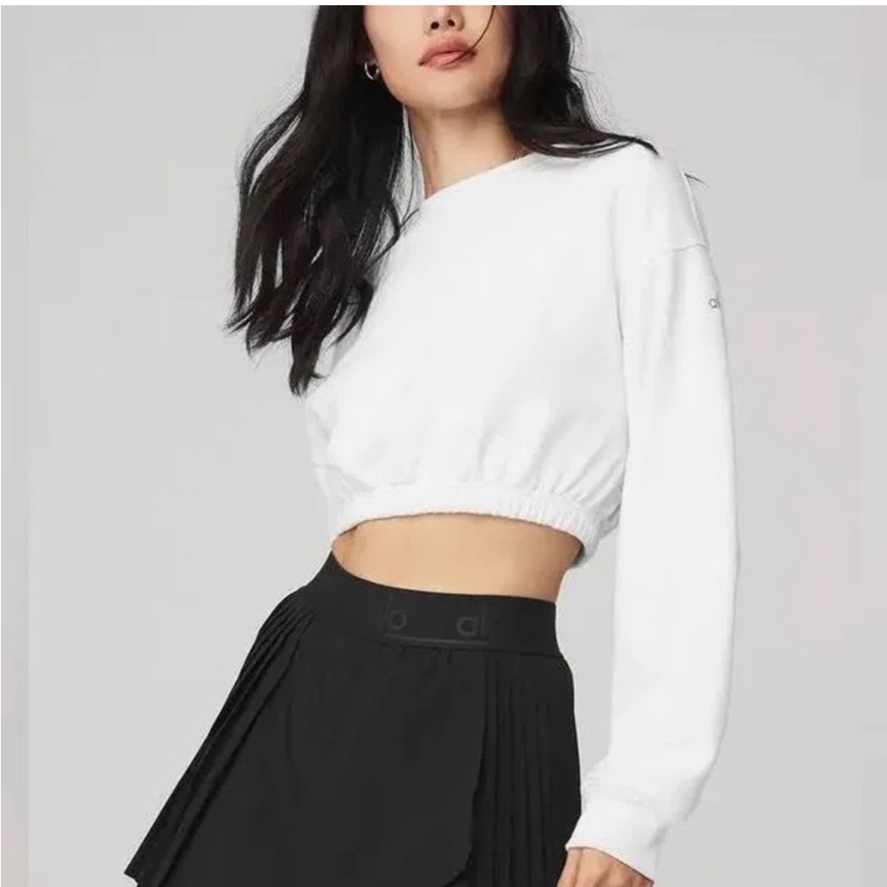 Alo Yoga Devotion Crew Neck Sweater- White NWT